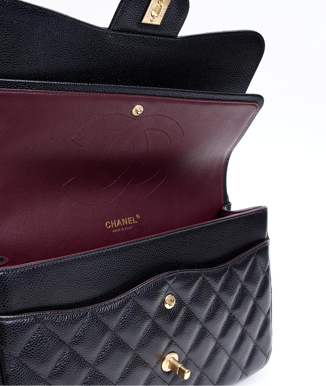 CHANEL Черная кожаная сумка с короткими ручками, фото 6