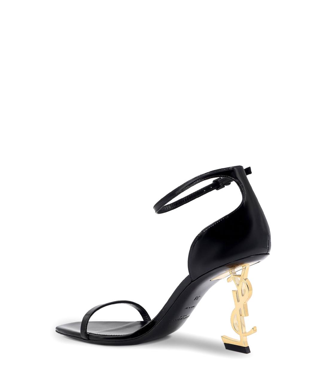 SAINT LAURENT Черные кожаные босоножки, фото 4