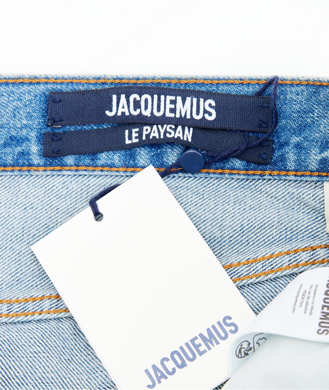 JACQUEMUS Голубые хлопко-полиэстеровые прямые джинсы, фото 2