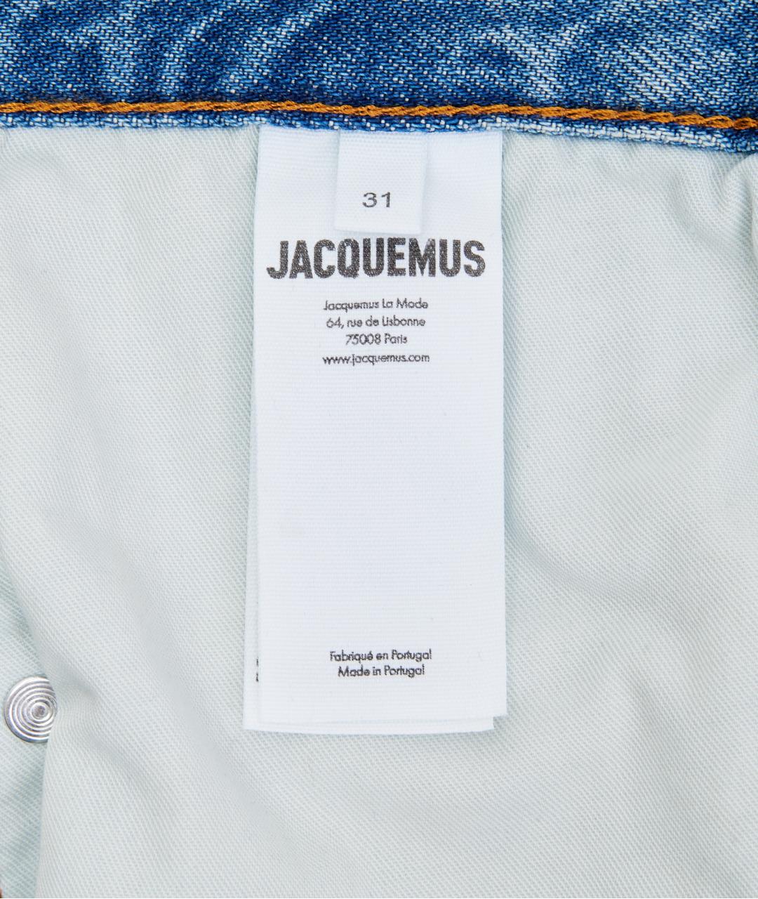 JACQUEMUS Голубые хлопко-полиэстеровые прямые джинсы, фото 3