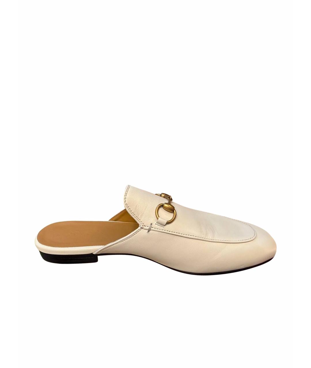 GUCCI Бежевые кожаные мюли, фото 1