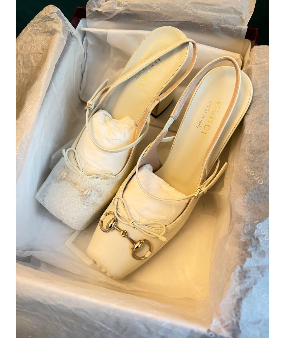 GUCCI Белые кожаные туфли, фото 3