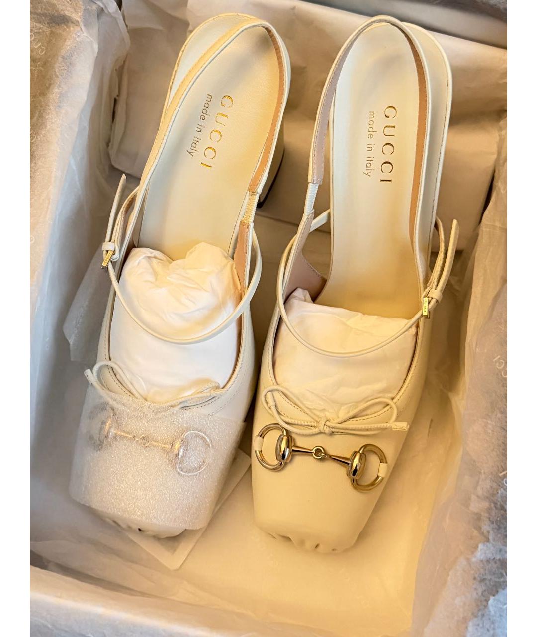 GUCCI Белые кожаные туфли, фото 7