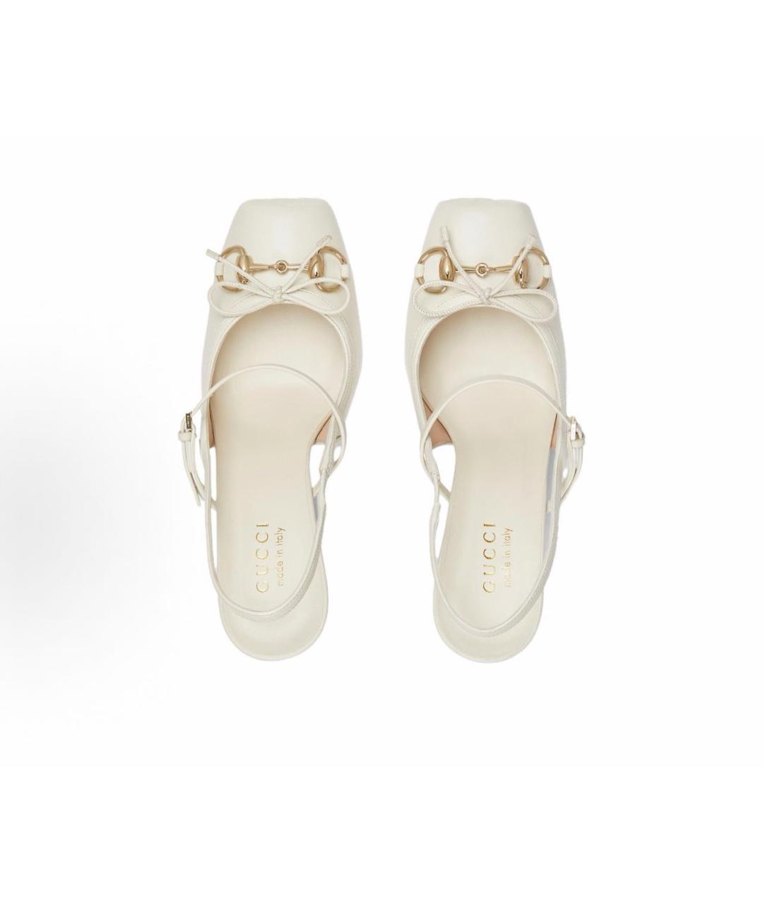 GUCCI Белые кожаные туфли, фото 4