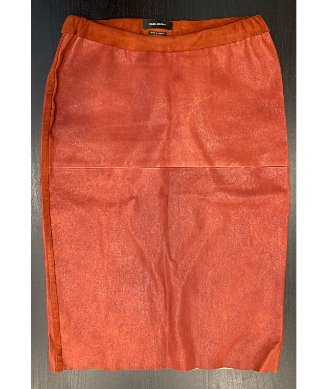 ISABEL MARANT Бордовая кожаная юбка миди, фото 6