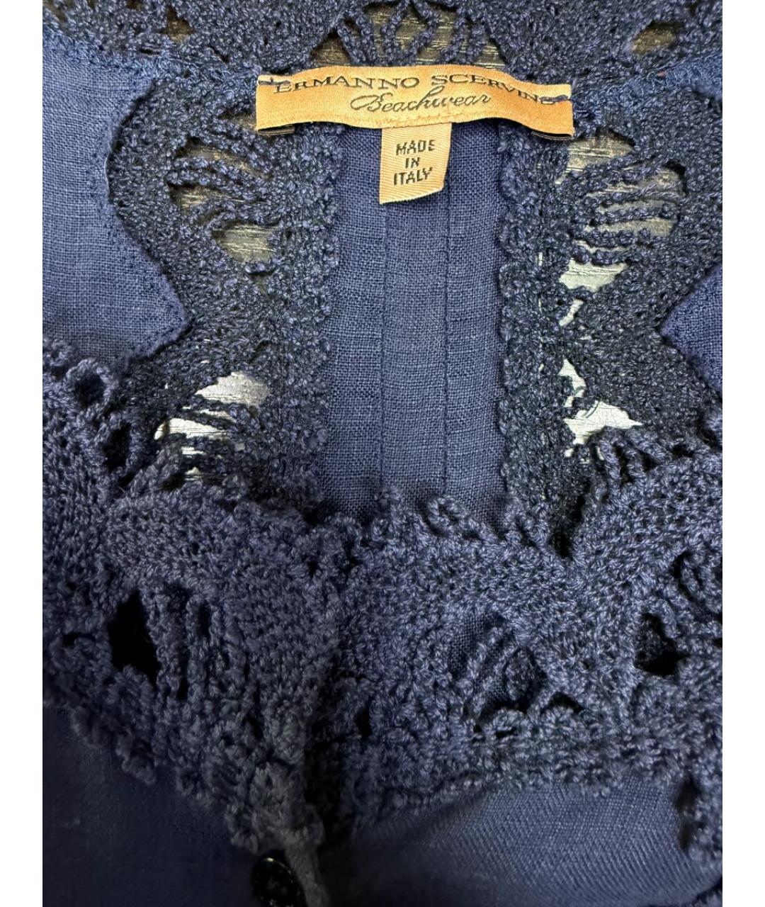 ERMANNO SCERVINO Темно-синее льняное платье, фото 3