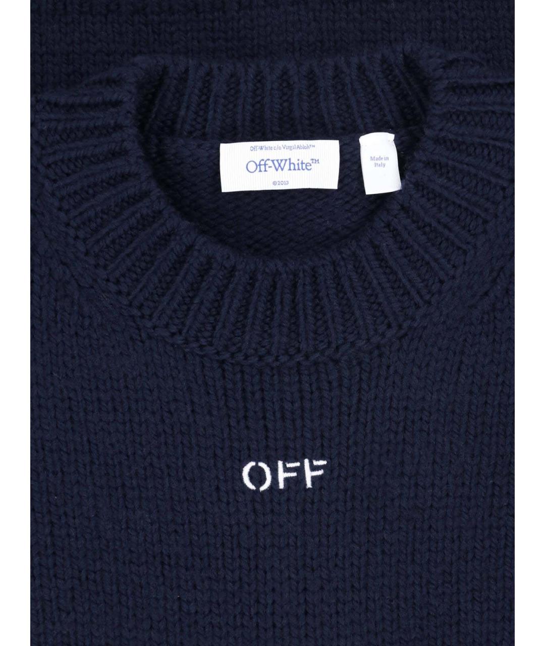 OFF-WHITE Синий шерстяной джемпер / свитер, фото 4