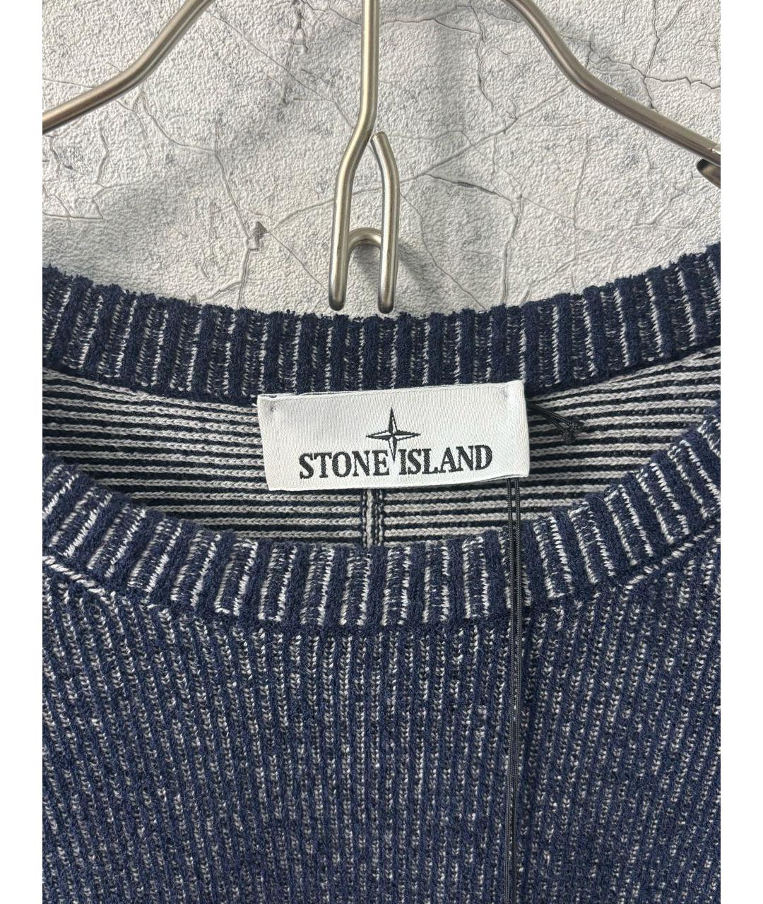 STONE ISLAND Темно-синий хлопковый джемпер / свитер, фото 4