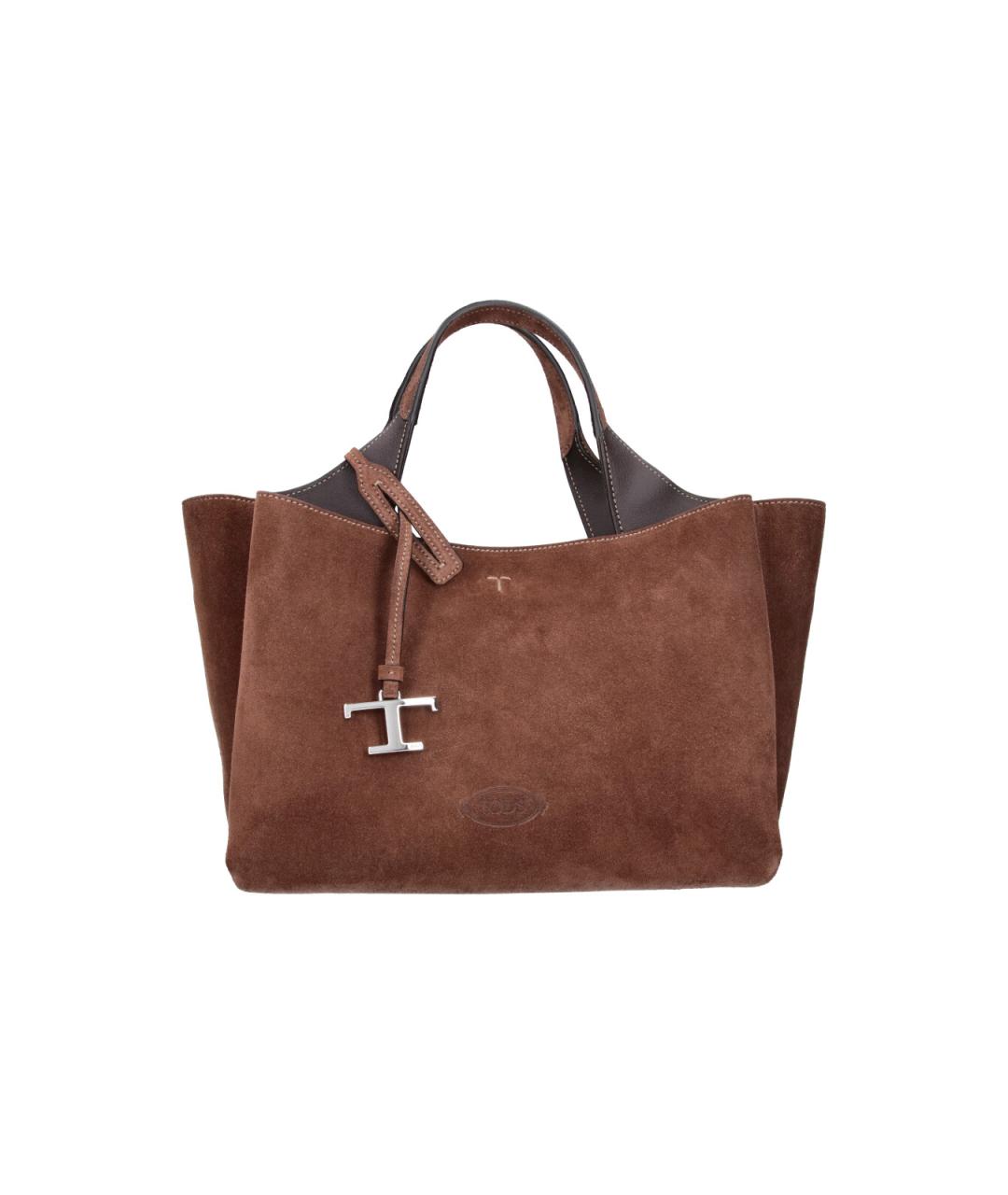 TOD'S Коричневая замшевая сумка тоут, фото 1