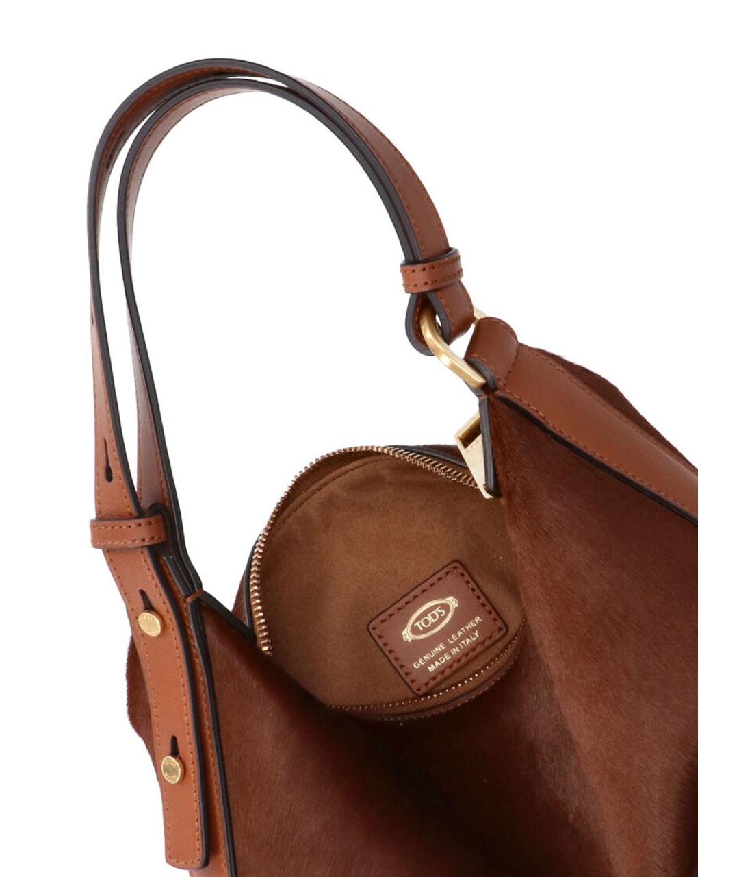 TOD'S Коричневая замшевая сумка с короткими ручками, фото 4