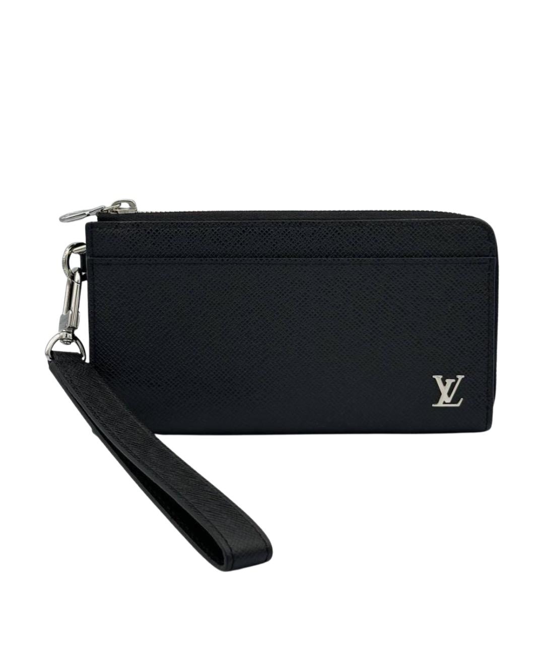 LOUIS VUITTON Черный кожаный кошелек, фото 1