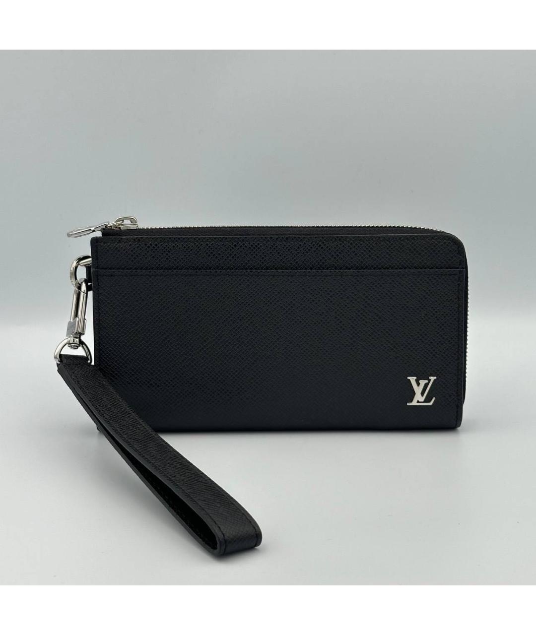 LOUIS VUITTON Черный кожаный кошелек, фото 4