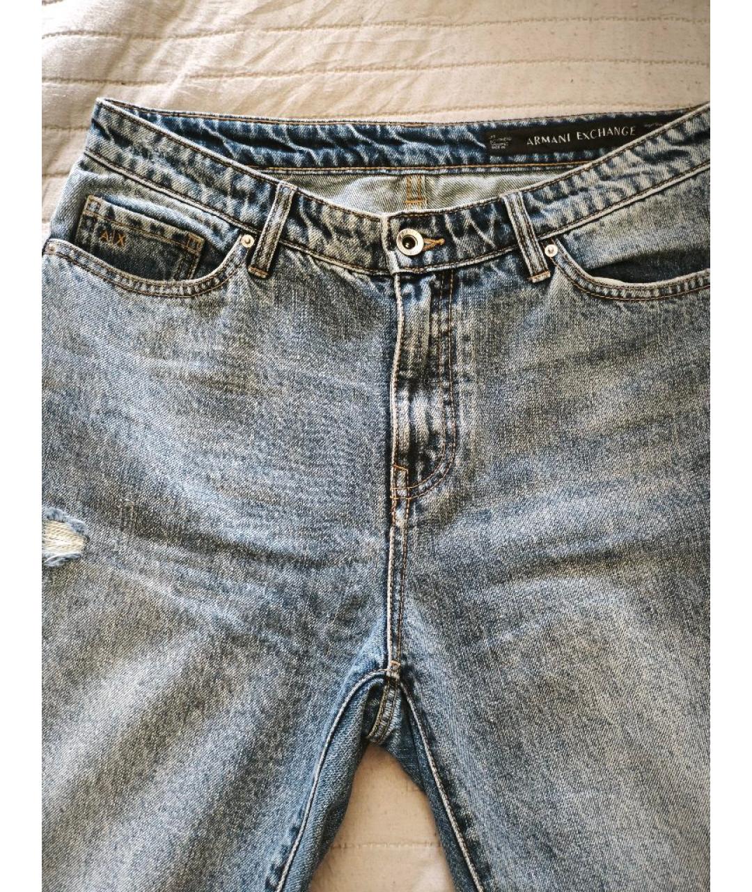 ARMANI EXCHANGE Голубые хлопковые джинсы слим, фото 4
