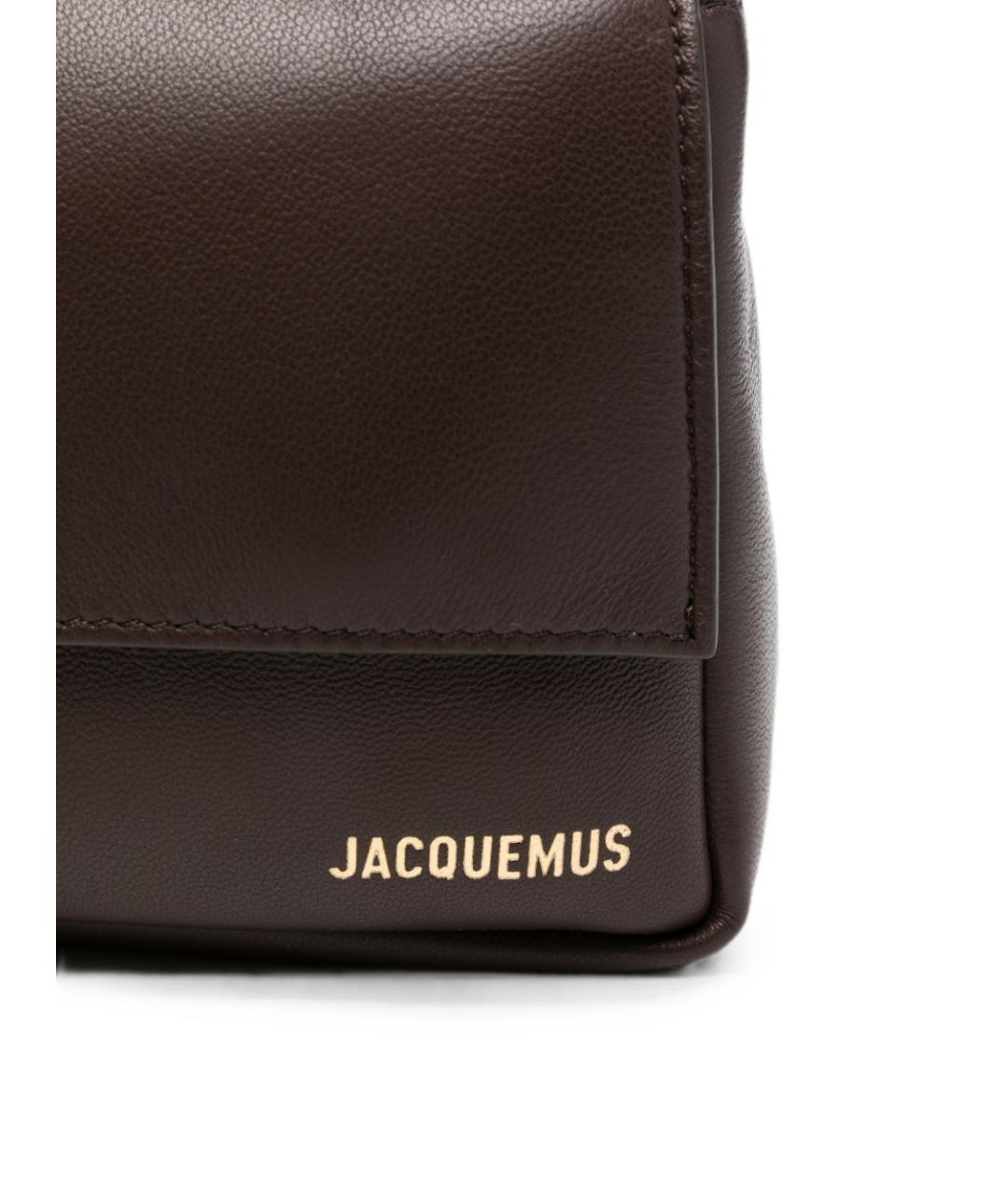 JACQUEMUS Коричневая кожаная сумка через плечо, фото 5