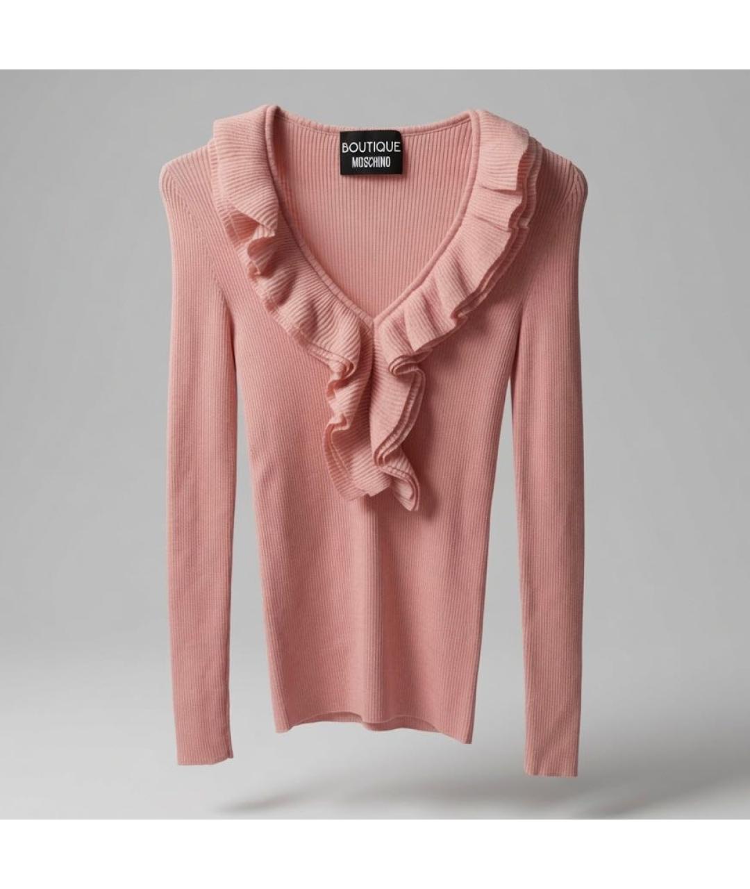 BOUTIQUE MOSCHINO Розовый шерстяной кардиган, фото 8