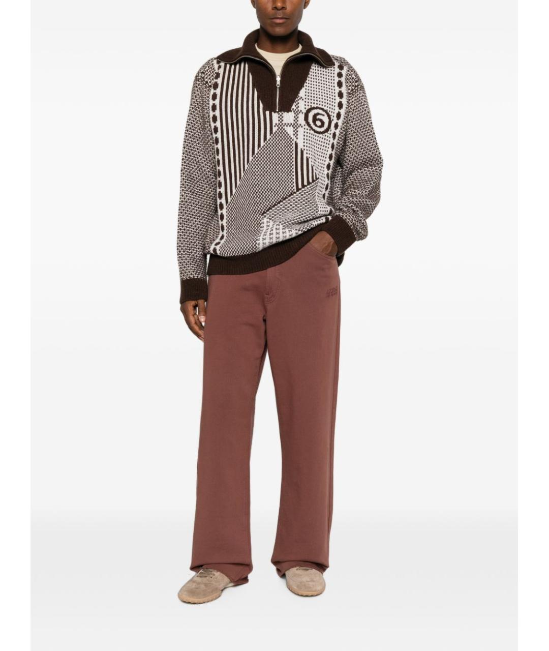 MM6 MAISON MARGIELA Коричневые хлопковые повседневные брюки, фото 3