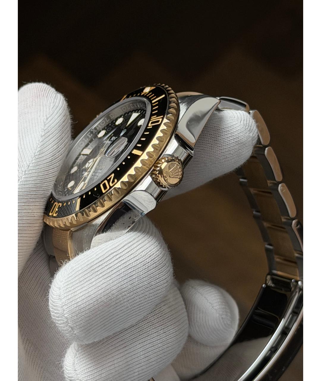 ROLEX Черные часы из желтого золота, фото 4