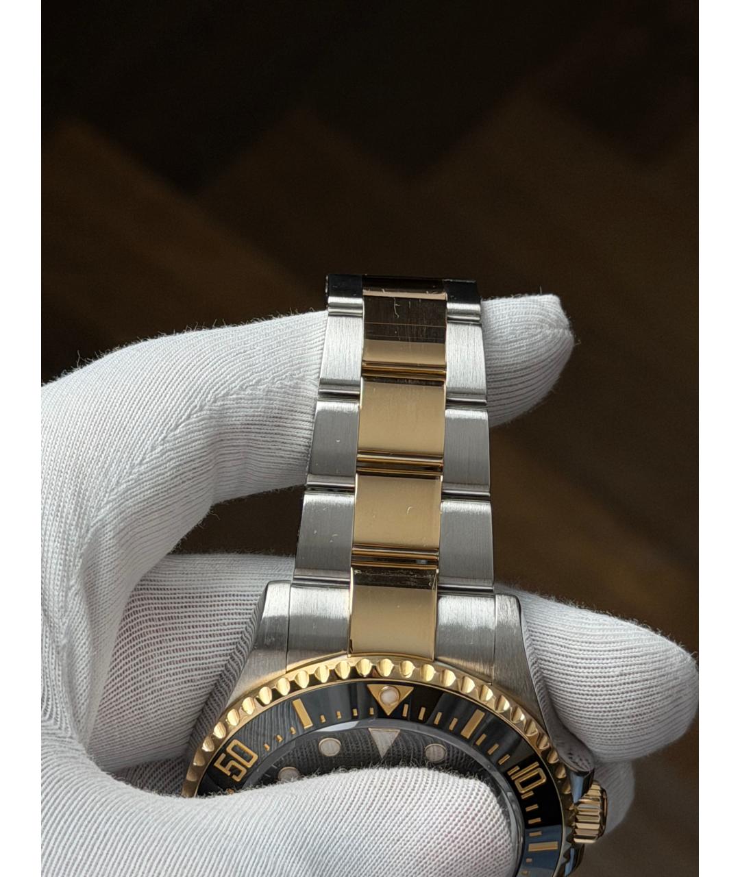 ROLEX Черные часы из желтого золота, фото 7