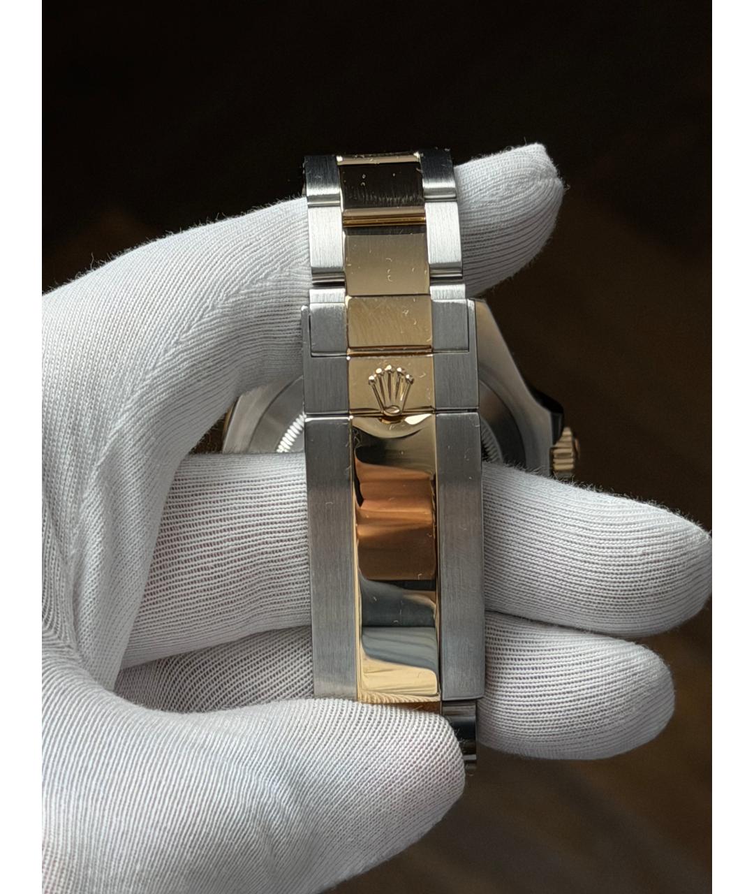 ROLEX Черные часы из желтого золота, фото 9