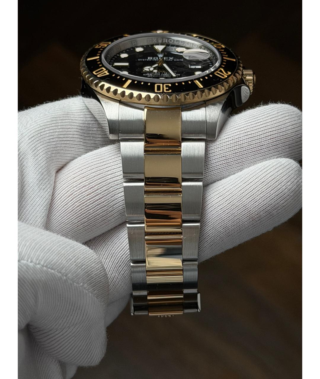 ROLEX Черные часы из желтого золота, фото 6