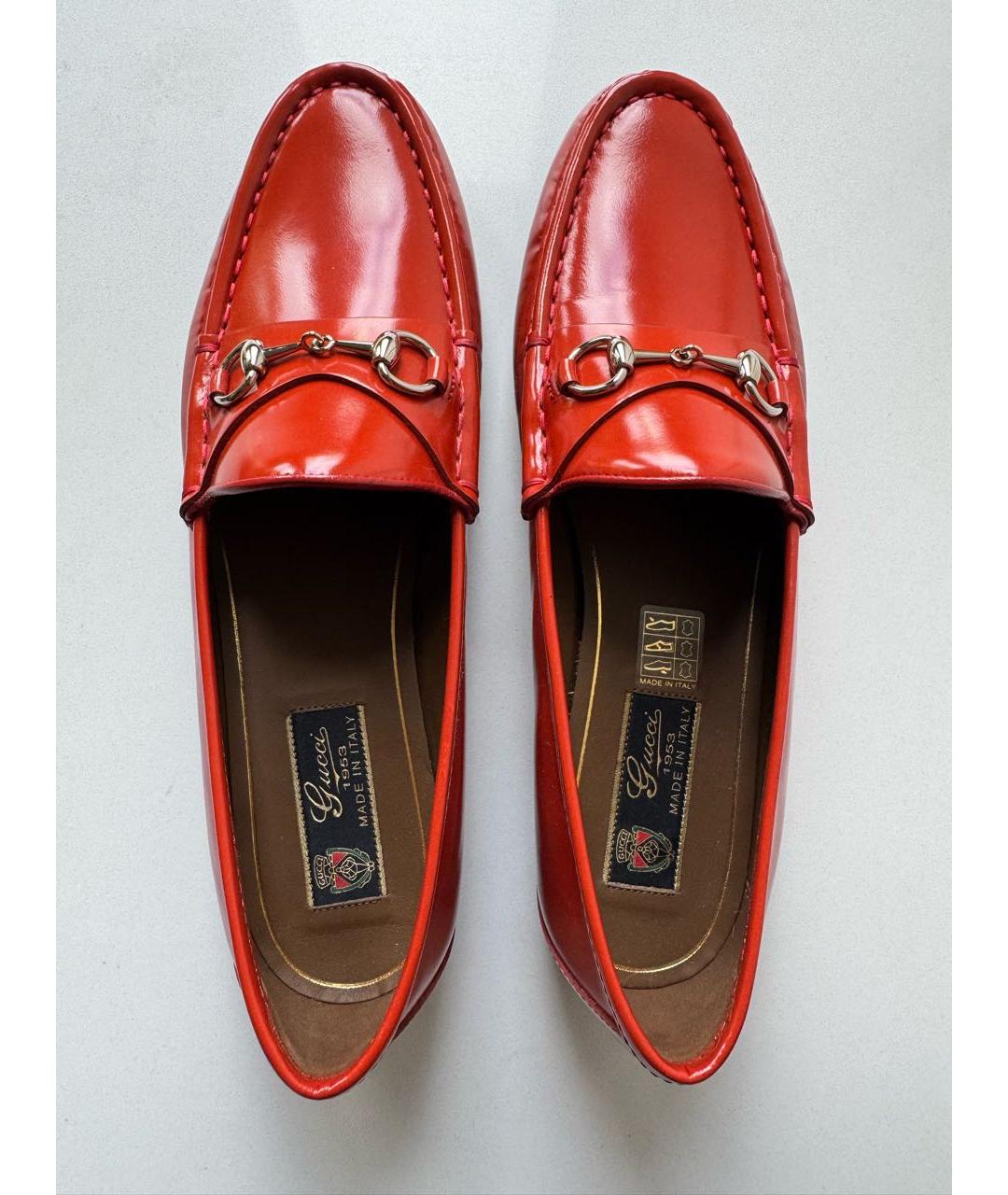 GUCCI Оранжевые лоферы из лакированной кожи, фото 3