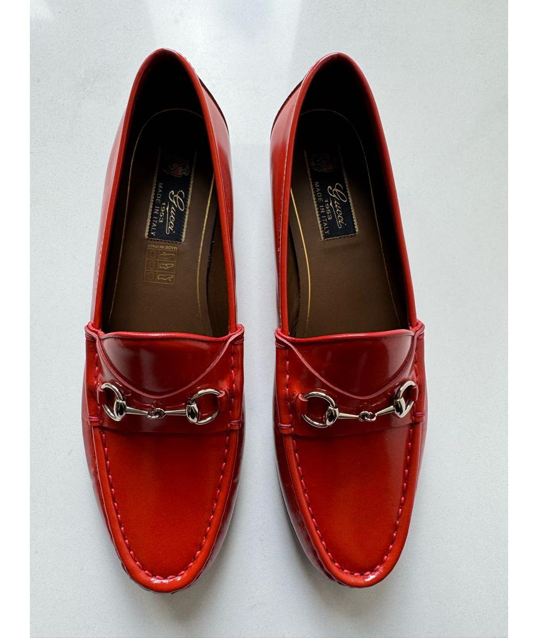 GUCCI Оранжевые лоферы из лакированной кожи, фото 2