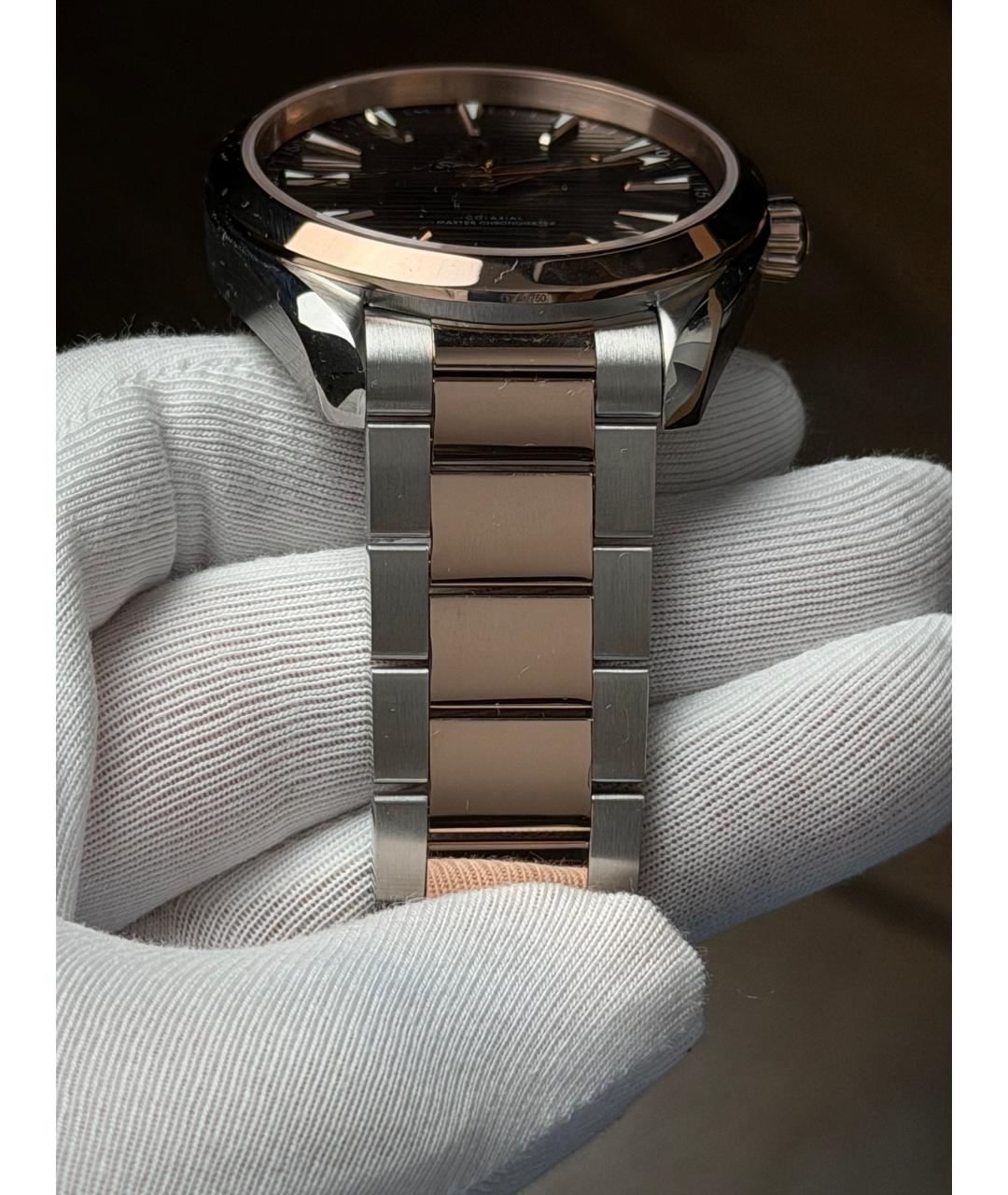 OMEGA Черные часы из розового золота, фото 6