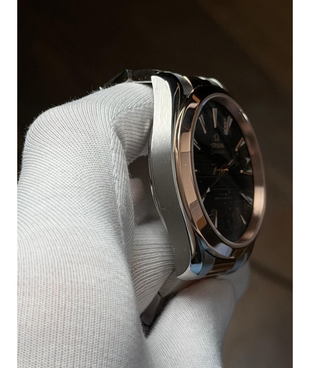OMEGA Черные часы из розового золота, фото 5