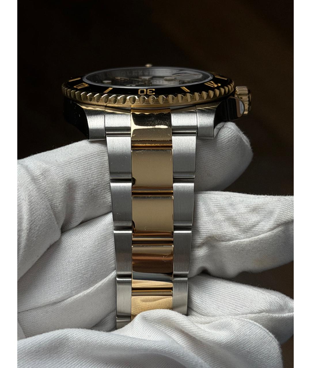 ROLEX Черные часы из желтого золота, фото 6