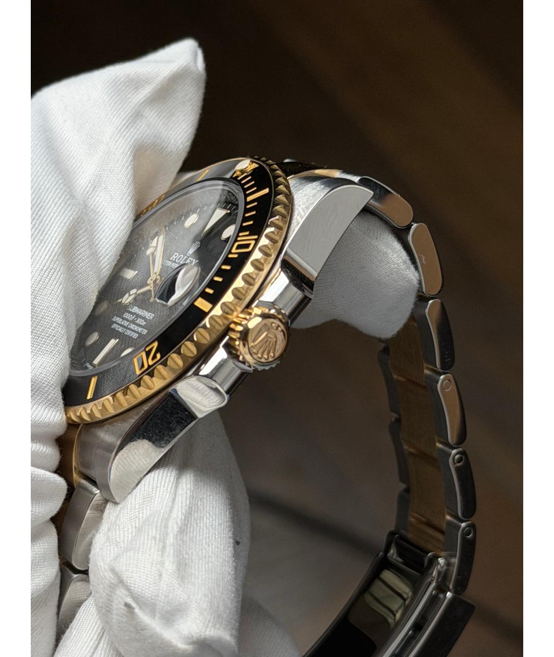 ROLEX Черные часы из желтого золота, фото 4