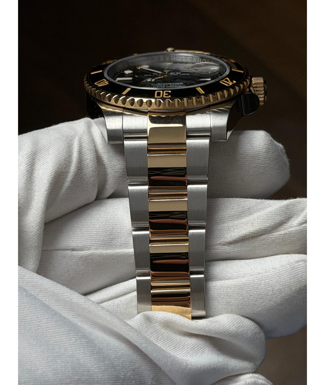 ROLEX Черные часы из желтого золота, фото 8