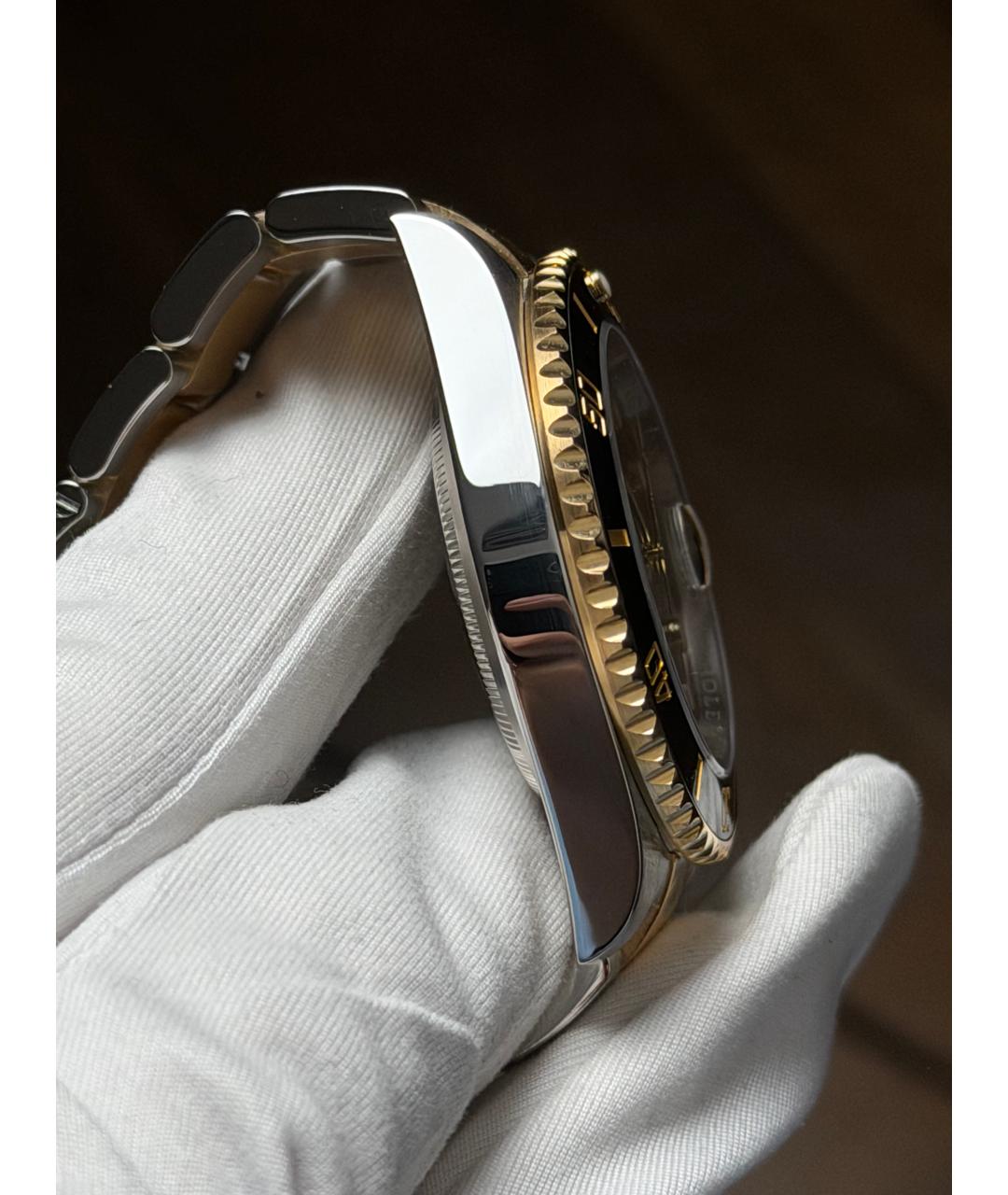 ROLEX Черные часы из желтого золота, фото 5