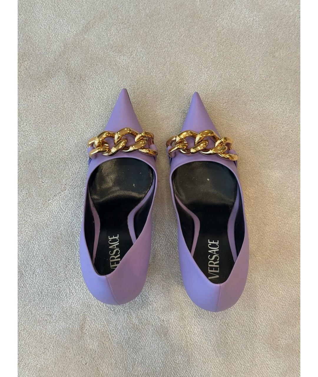 VERSACE Фиолетовые кожаные туфли, фото 3