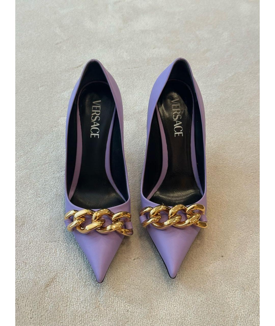 VERSACE Фиолетовые кожаные туфли, фото 2