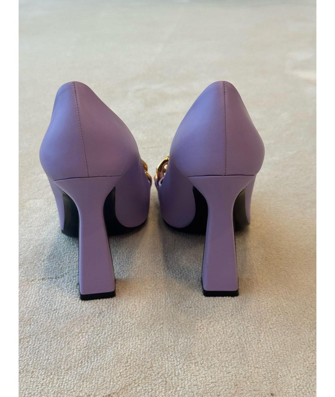 VERSACE Фиолетовые кожаные туфли, фото 4