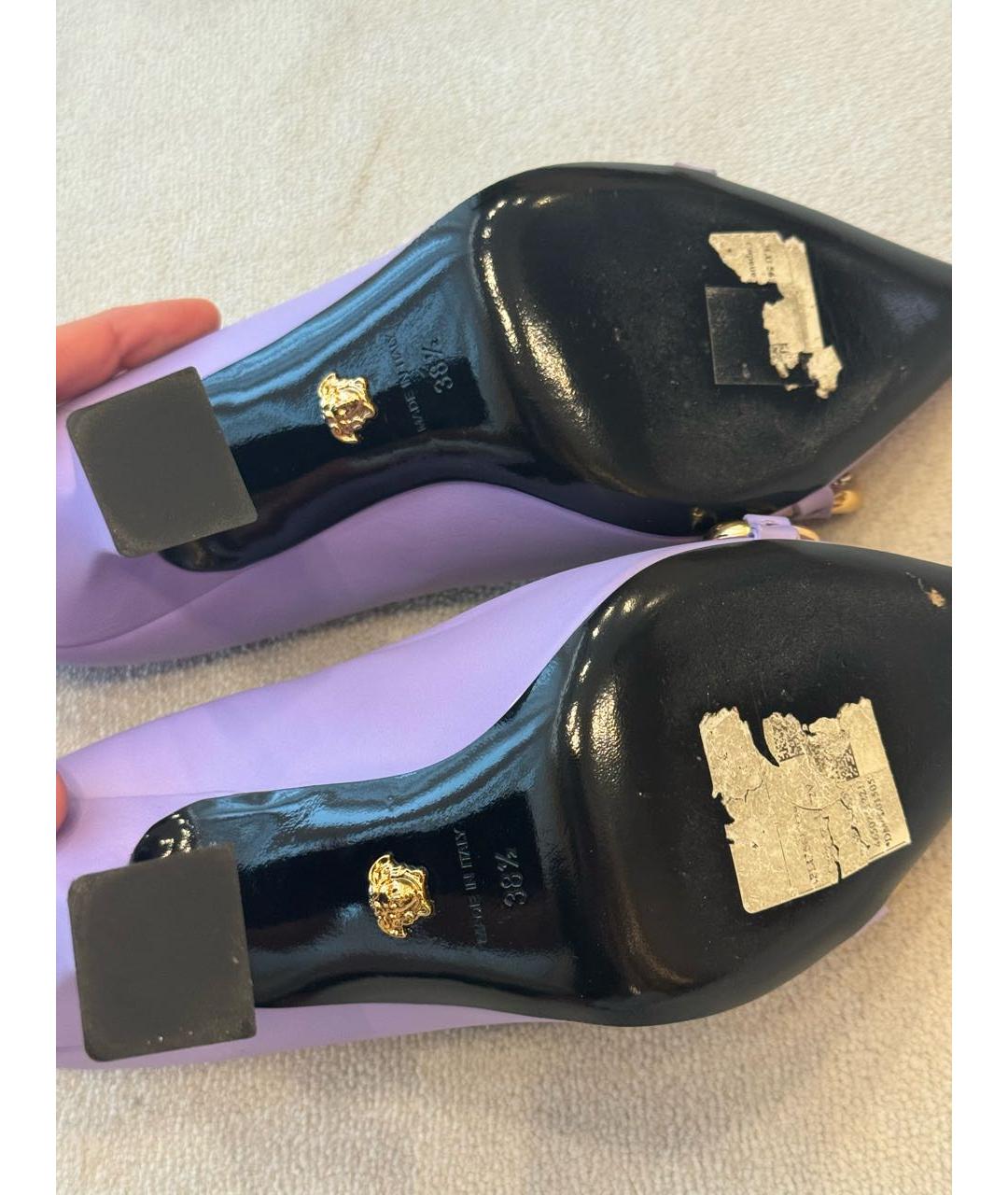 VERSACE Фиолетовые кожаные туфли, фото 6