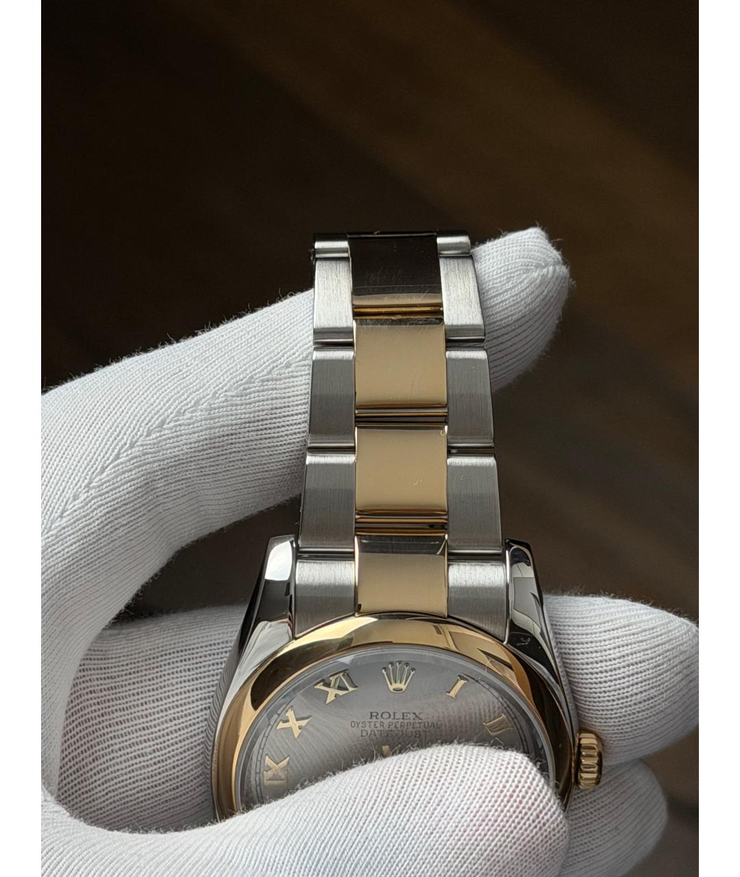 ROLEX Серые часы из желтого золота, фото 7