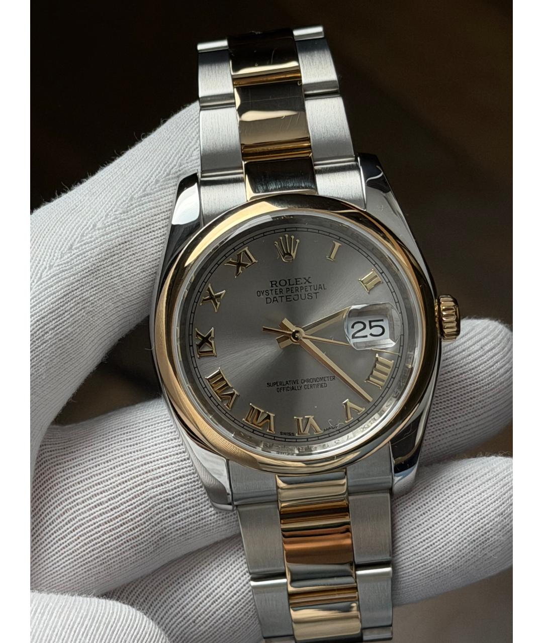ROLEX Серые часы из желтого золота, фото 2