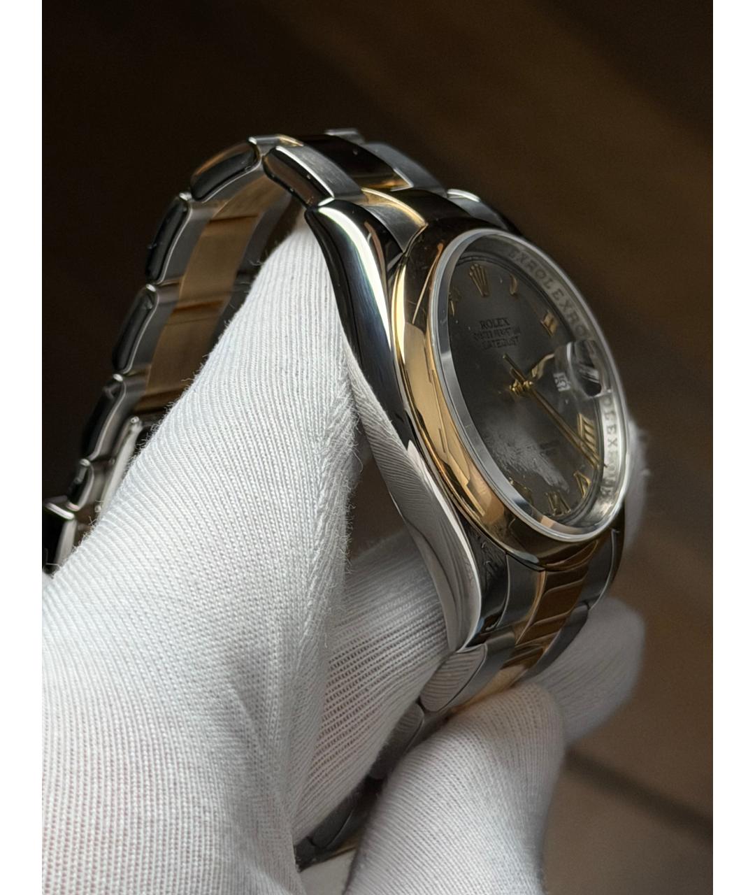 ROLEX Серые часы из желтого золота, фото 5