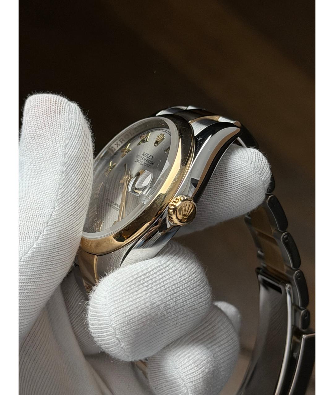 ROLEX Серые часы из желтого золота, фото 4
