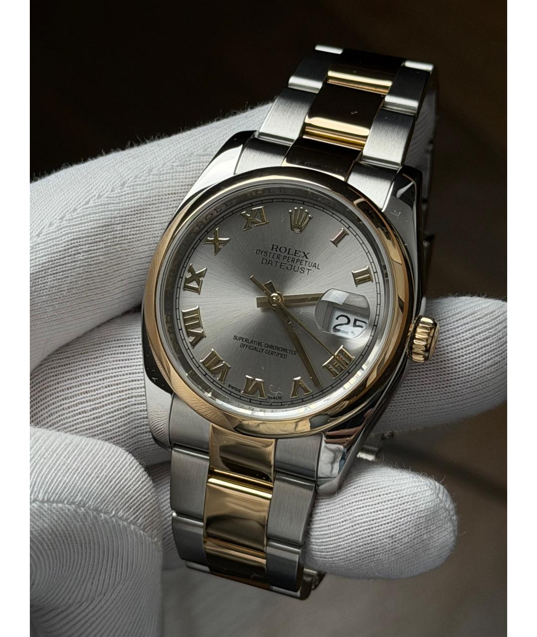 ROLEX Серые часы из желтого золота, фото 3