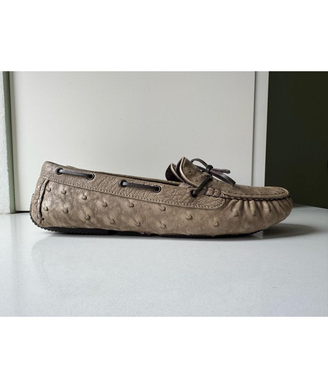 BOTTEGA VENETA Бежевые мокасины из экзотической кожи, фото 7