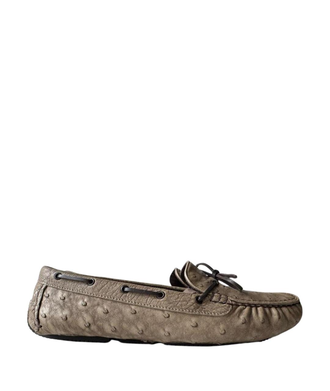 BOTTEGA VENETA Бежевые мокасины из экзотической кожи, фото 1