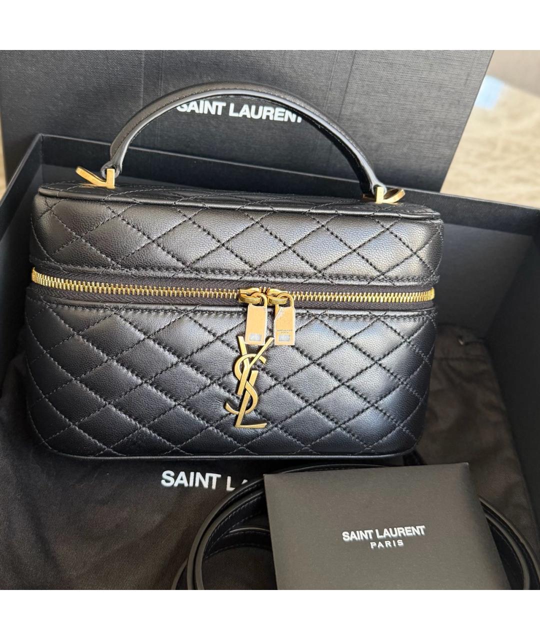 SAINT LAURENT Черная кожаная сумка через плечо, фото 3