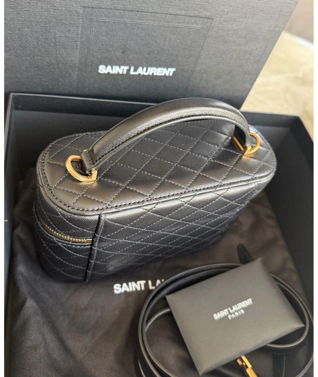 SAINT LAURENT Черная кожаная сумка через плечо, фото 4