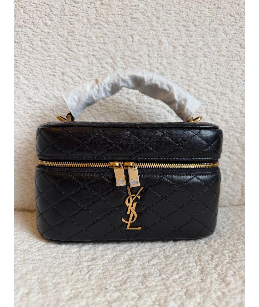SAINT LAURENT Черная кожаная сумка через плечо, фото 3