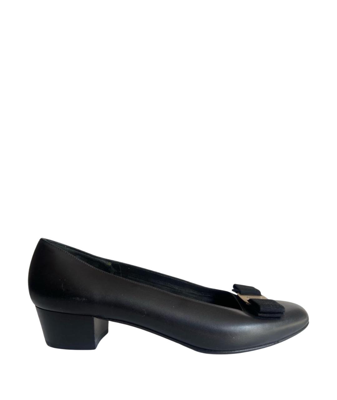 FERRAGAMO Черные кожаные туфли, фото 1