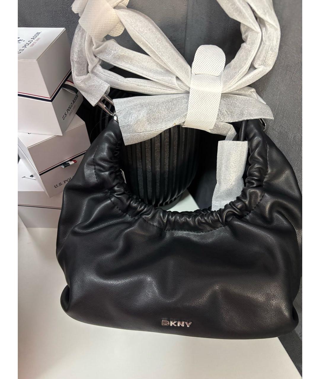 DKNY Черная сумка с короткими ручками из искусственной кожи, фото 3