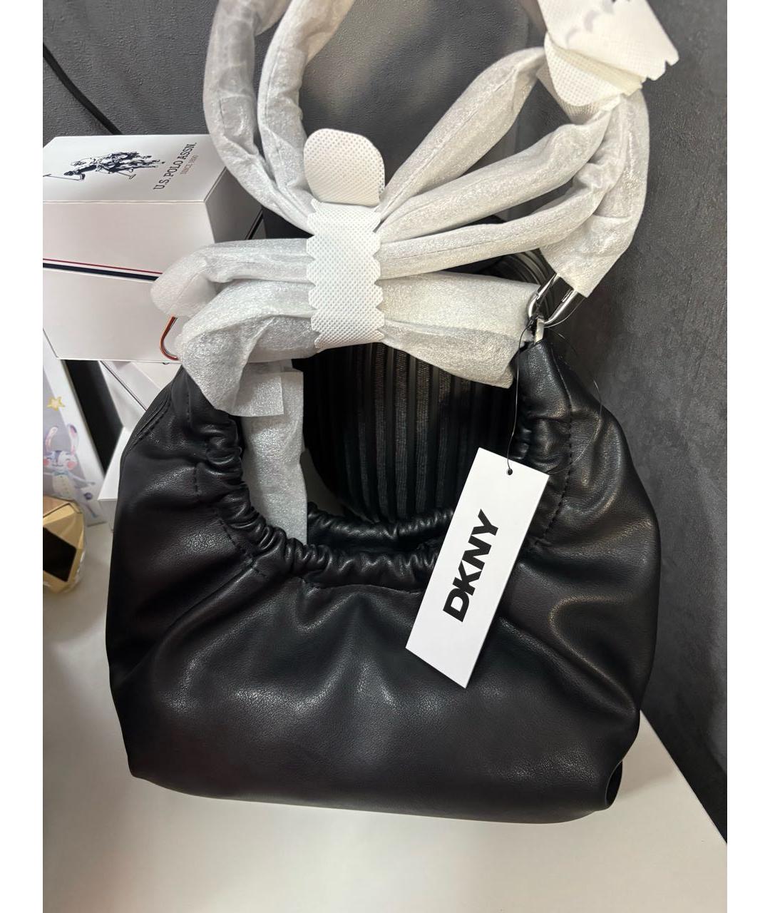 DKNY Черная сумка с короткими ручками из искусственной кожи, фото 4