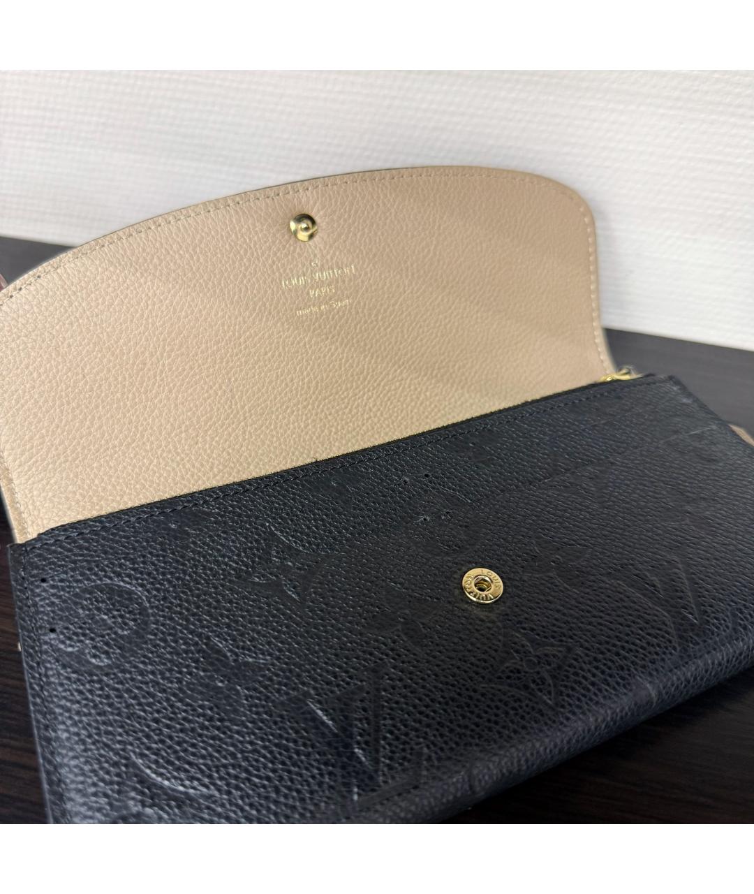 LOUIS VUITTON Черный кожаный кошелек, фото 6